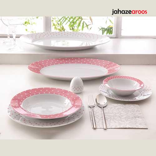 spotty-pink1 سرویس ۲۸ پارچه چینی زرین سری ایتالیا اف مدل اسپاتی صورتی درجه عالی