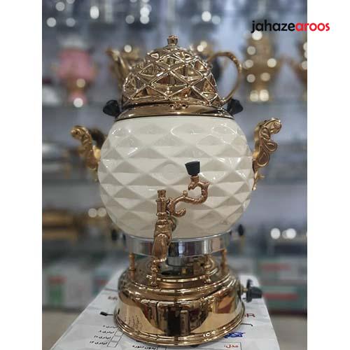 q11 سماور گازی ۶لیتر مدل توپی کرم طلایی