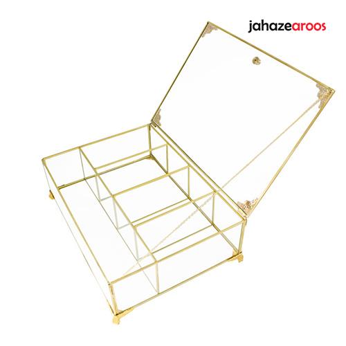 5 جعبه تی بگ شیشه ای 5 خانه برنجی