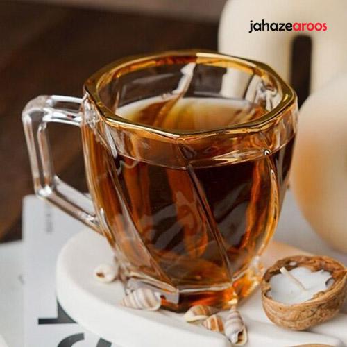 18 فنجان لب طلایی بلوری بلینک مکس مدل اسکوئر